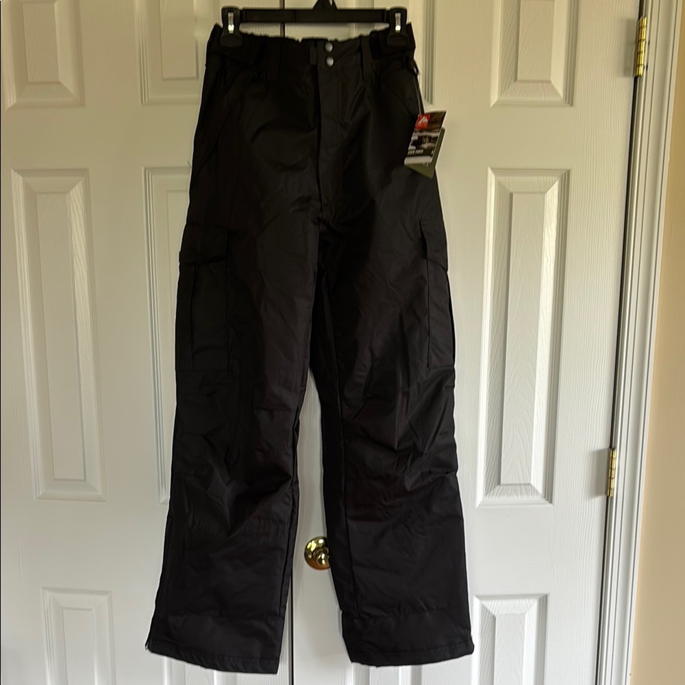 NWT Men's Black Snow Pants elastic waist W28-30 x L32
